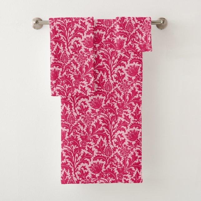 William Morris Thistle Damask, Fuchsia Pink (In situ)