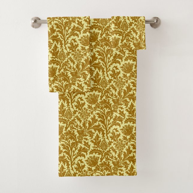 William Morris Thistle Damask, Mustard Gold (In situ)