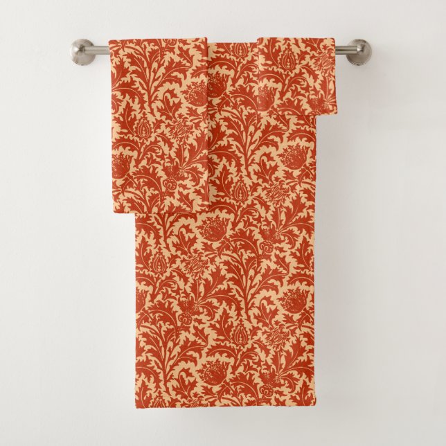 William Morris Thistle Damask, Naranja mandarín (In situ)