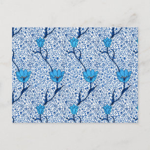 William Morris Tulip Damask, postal azul cobalto