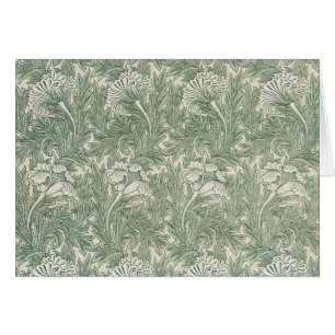 William Morris tulip fondo de pantalla verde texti