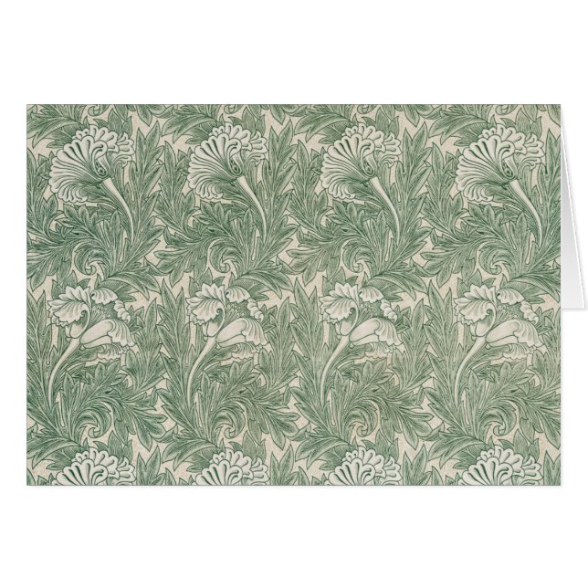 William Morris Verde Salvia Estampado de Tulipán:  (Anverso (Horizontal))