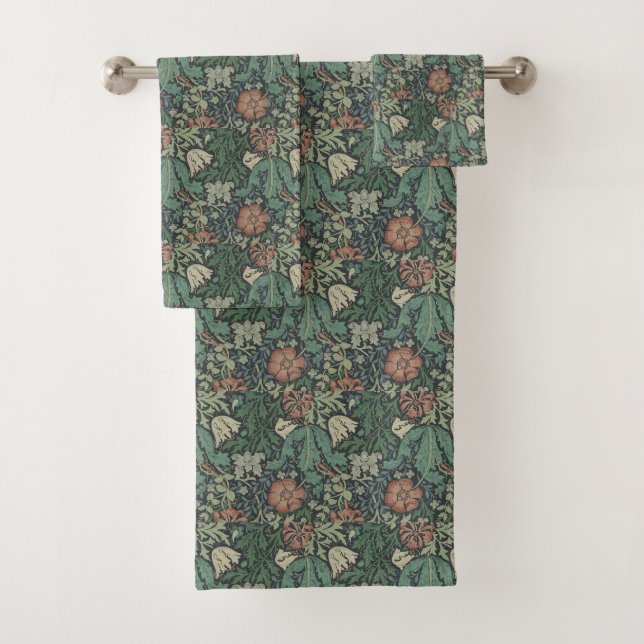 William Morris Vintage Floral Pink Green Compton (In situ)