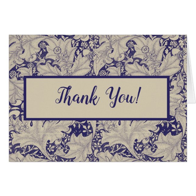 William Morris Wallflower damasco azul floral (Anverso (Horizontal))