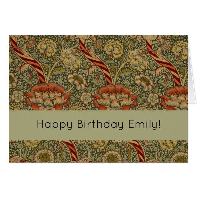 William Morris Wandle English Floral Damask Design (Anverso (Horizontal))
