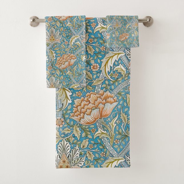William Morris Windrush Floral Pattern Blue (In situ)