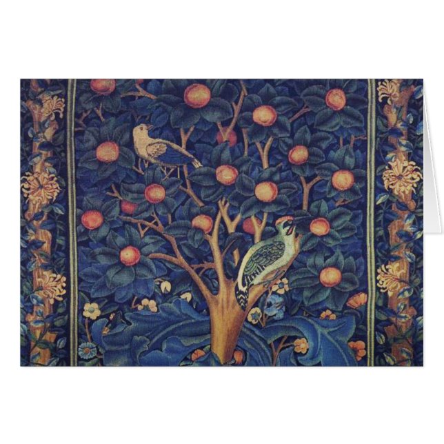 William Morris Woodpecker Tapestry Birds Floral (Anverso (Horizontal))