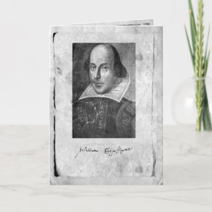 William Shakespeare con la tarjeta de felicitación