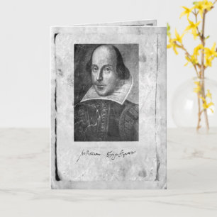 William Shakespeare con tarjeta de saludo de firma