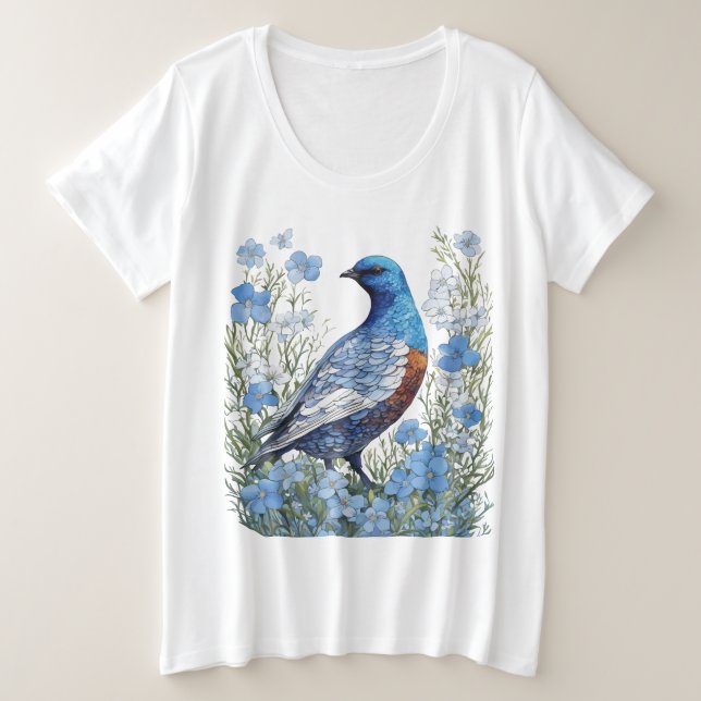 Willow Ptarmigan Grouse Y Forget-Me-Nots (Anverso del diseño)