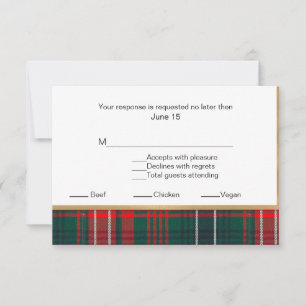 Wilson Tartan Plaid Wedding RSVP Card 2