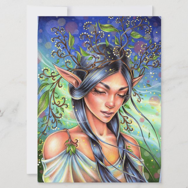 Wind Whispers Fairy Elf Fantasy Woman Art Card (Anverso)