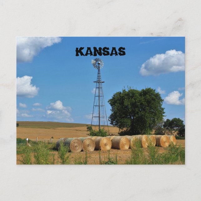 Windmill de Kansas con faros de heno Tarjeta Posta (Anverso)
