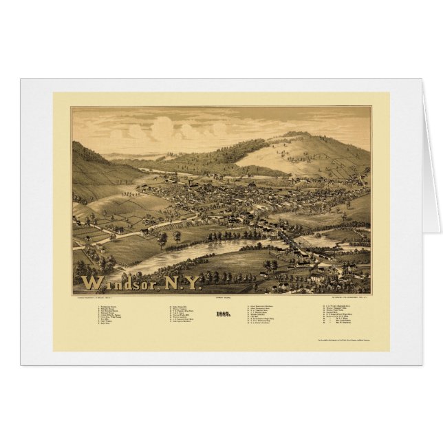 Windsor, mapa panorámico de NY - 1887 (Anverso (Horizontal))