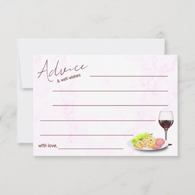 Wine & Charcuterie Bridal Shower Advice Card (Anverso)