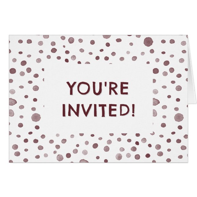 Wine Confetti Watercolor Dots Birthday Invite (Anverso (Horizontal))