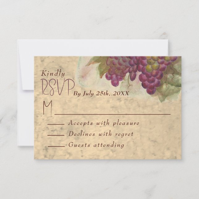 Wine Country Wedding Rustic Elegant RSVP Card (Anverso)