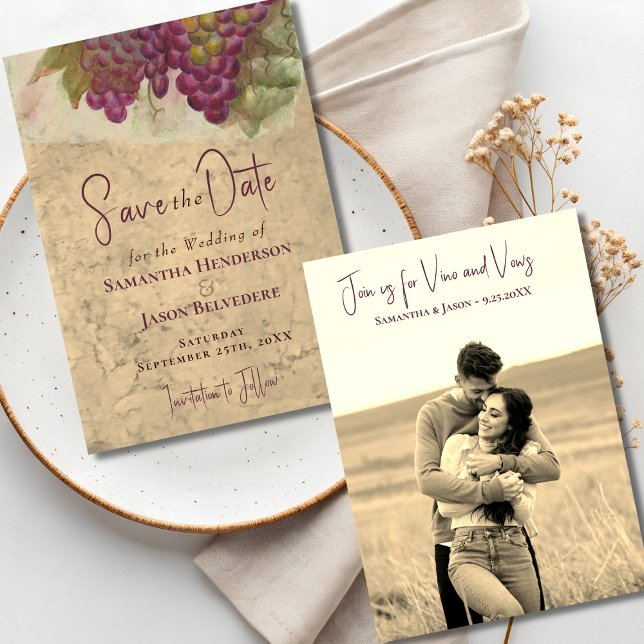 Wine Country Wedding Save the Date Sepia Photo (Subido por el creador)