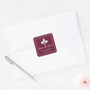 Wine Fleur de Lis Save the Date Pegatinas