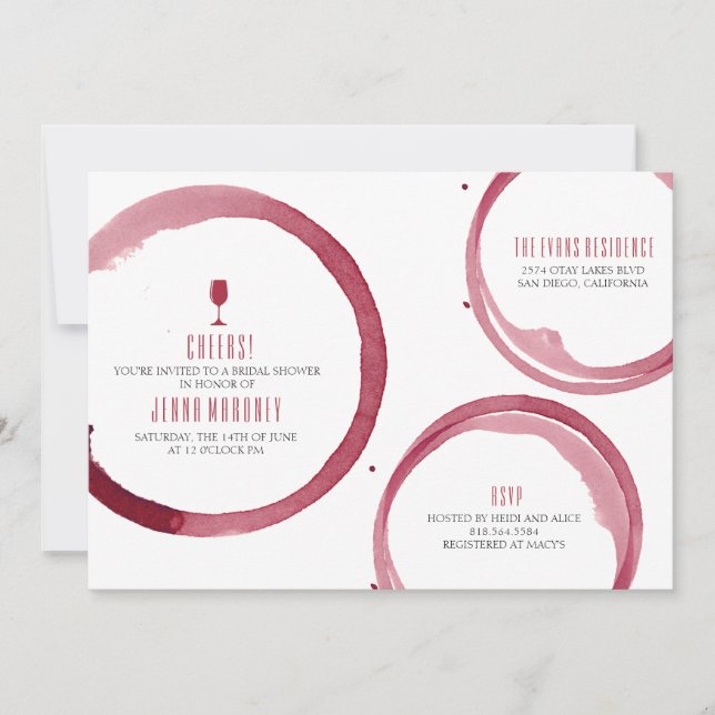 Wine Tasting Bridal Shower Invitación Red (Anverso)