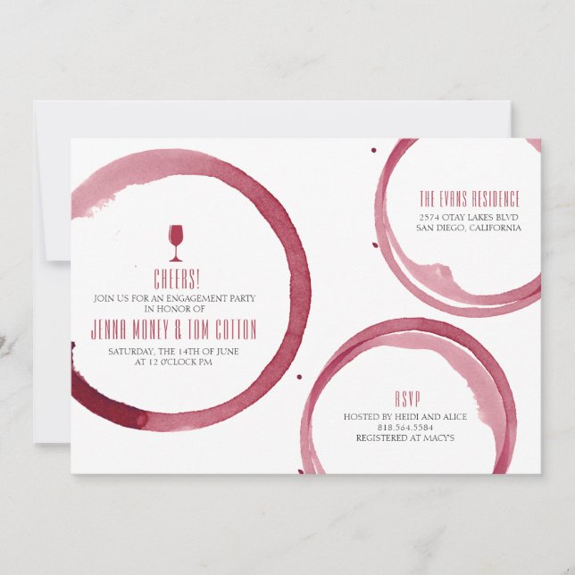 Wine Tasting Bridal Shower Invitación Red (Anverso)