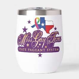 Wine Tumbler con el logo de Miss Gay Texas