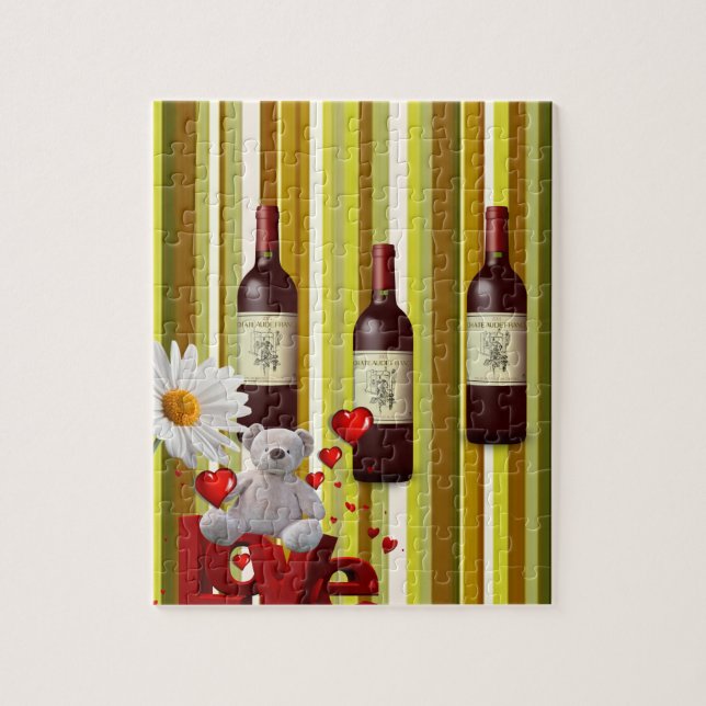 Wine White Teddy Bear Jigsaw Puzzle (Vertical)