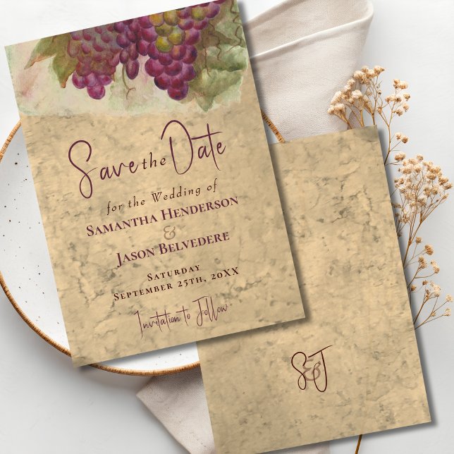 Winery Wedding Save the Date Rustic Monogram (Subido por el creador)