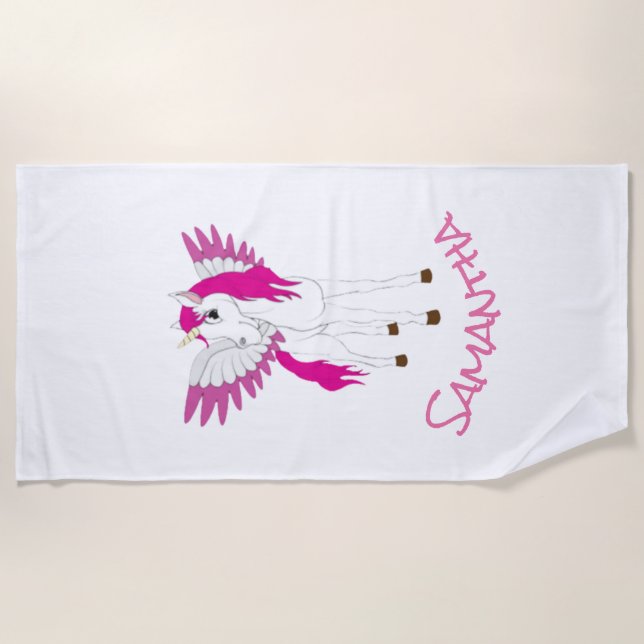 Wing Unicorn Fiesta Rainbow Beach Toalla (Anverso)