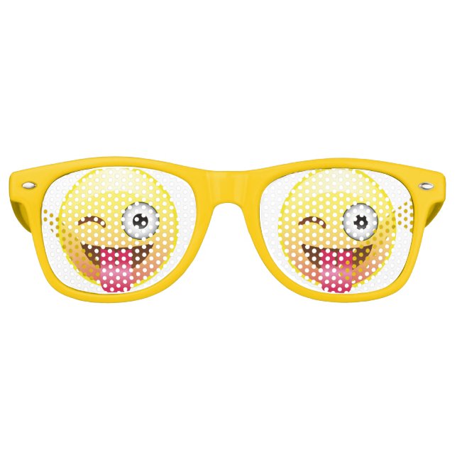 Wink Happy Emoji Face Tongue Out Gafas Fiestas (Anverso)
