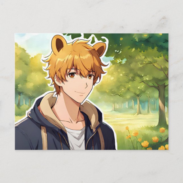Winnie, la postal de Pooh Anime Guy V2 (Anverso)