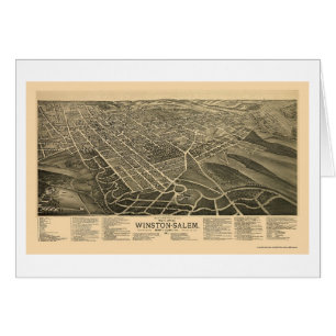 Winston-Salem, mapa panorámico del NC - 1891