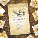 Winter 50th Birthday Program Gold Wonderland Menú<br><div class="desc">Elegante diseño de "Programa de fiesta de cumpleaños" con copos de nieve de invierno y luces en oro con texto personalizado.</div>