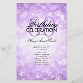 Winter 60 Birthday Program Menú Purple Wonderland