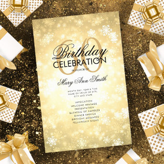 Winter 60th Birthday Program Gold Wonderland Menú