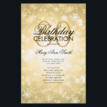 Winter 80th Birthday Program Gold Wonderland Menú<br><div class="desc">Elegante diseño de "Programa de fiesta de cumpleaños" con copos de nieve de invierno y luces en oro con texto personalizado.</div>