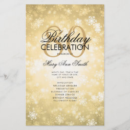 Winter 80th Birthday Program Gold Wonderland Menú