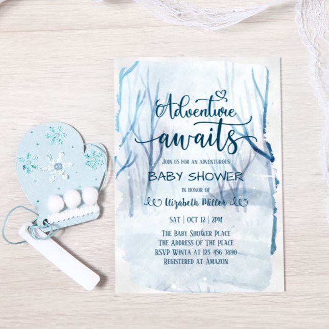 Winter Adventure espera a Baby Shower acuarela (Subido por el creador)