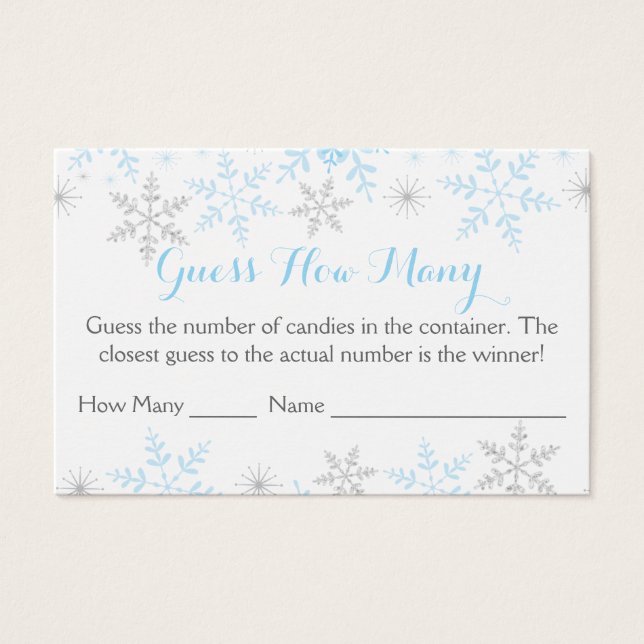 Winter Baby Boy Shower adivina cuántos juegos (Anverso)