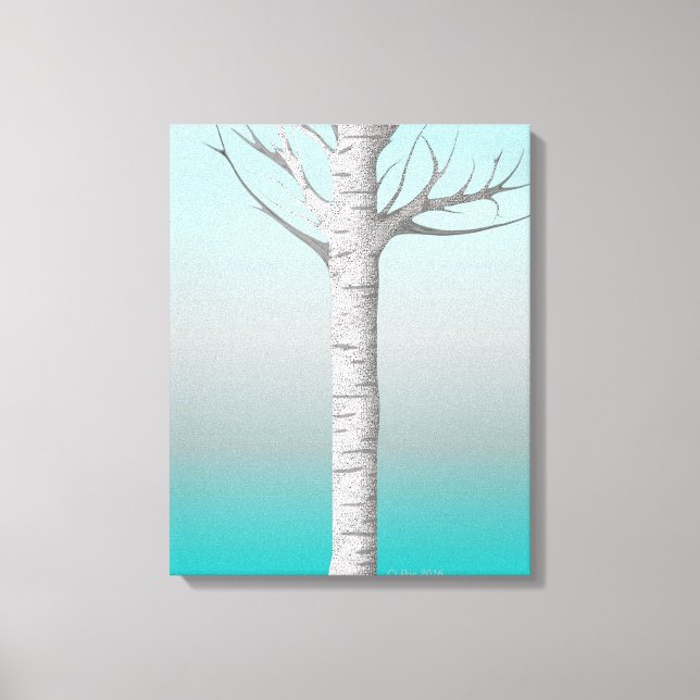 Winter Birch Grove con pájaro 10x20 Lienzo envuelt (Anverso)