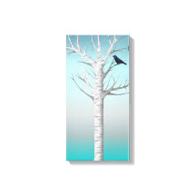 Winter Birch Grove con pájaro 10x20 Lienzo envuelt
