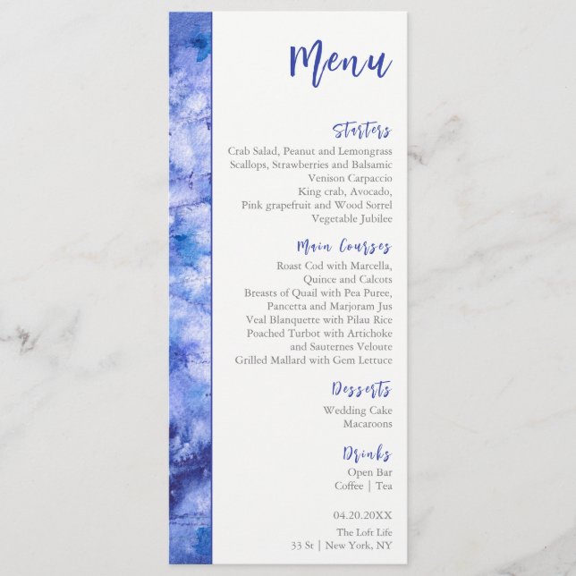 Winter Blue Garden Wedding Menu (Anverso)