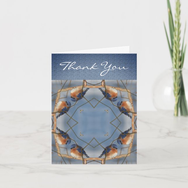 Winter Bluebird Abstract Art Agradece tarjeta (Anverso)