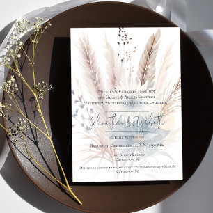Winter Boho Floral Boda   Invitación blanca