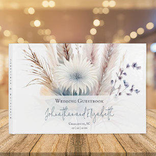 Winter Boho Floral Boda Libro blanco de invitado