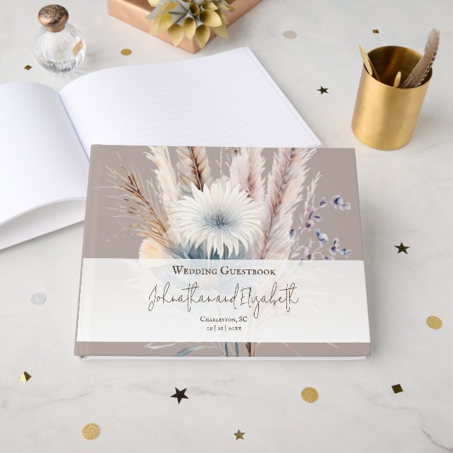 Winter Boho Floral Boda | Libro de invitados de Be (Anverso Abierto)