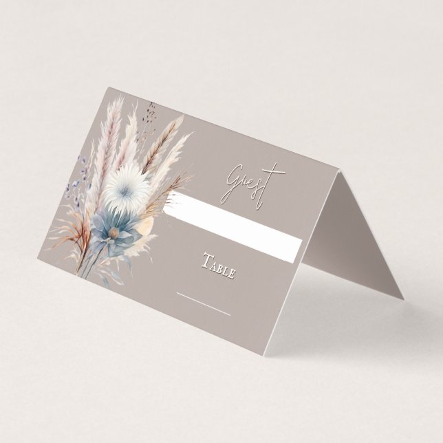 Winter Boho Floral Boda | Tarjeta Beige-Place (Anverso)