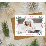 Winter Elegant & Botanical Navidad<br><div class="desc">Esta tarjeta de foto botánica y de moda navideña es una elección perfecta para cualquiera que quiera mandar una tarjeta de foto navideña a sus seres queridos esta temporada navideña. El diseño presenta una imagen central completa dentro de un marco blanco adornado con elegantes decoraciones botánicas. En la parte superior...</div>