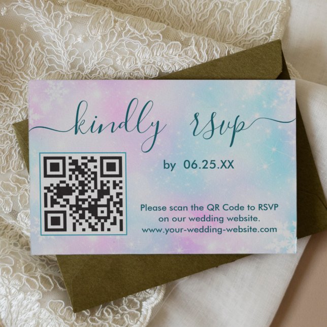 Winter Elegant Wedding RSVP Online Con Código QR (Subido por el creador)