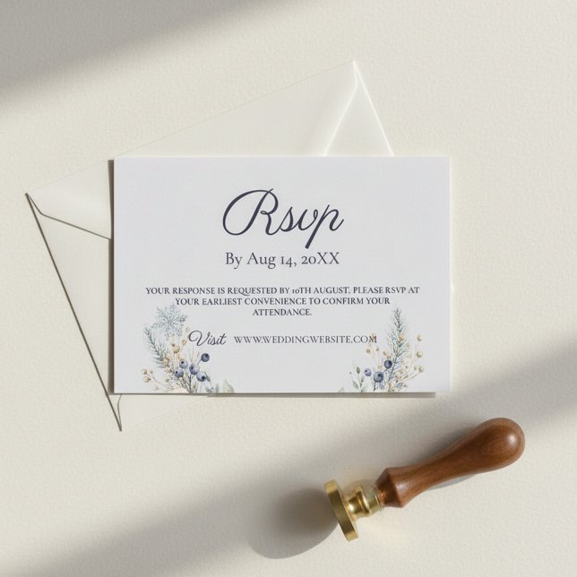 Winter Floral Wedding RSVP Card (Subido por el creador)